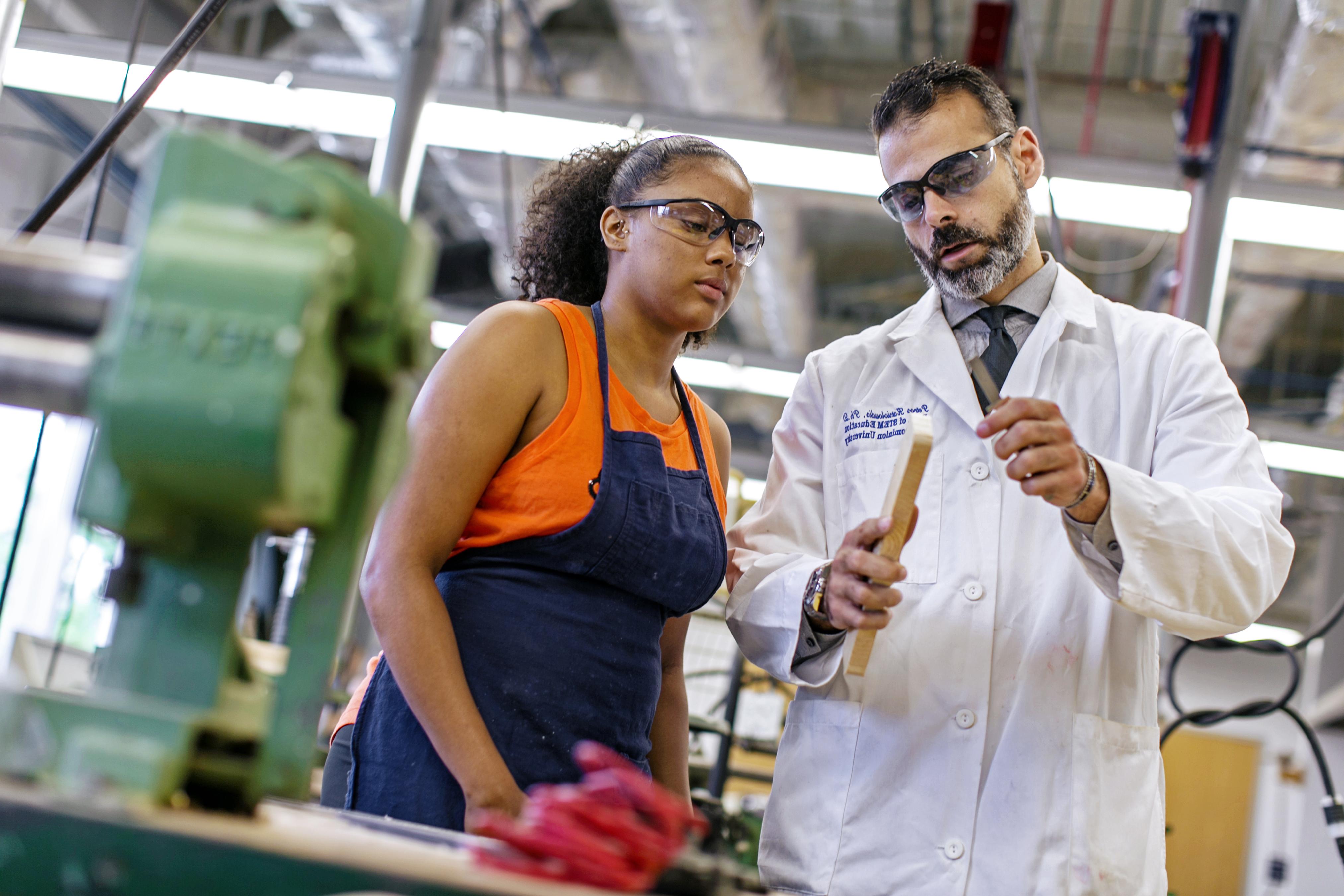 Professor and Student in Lab